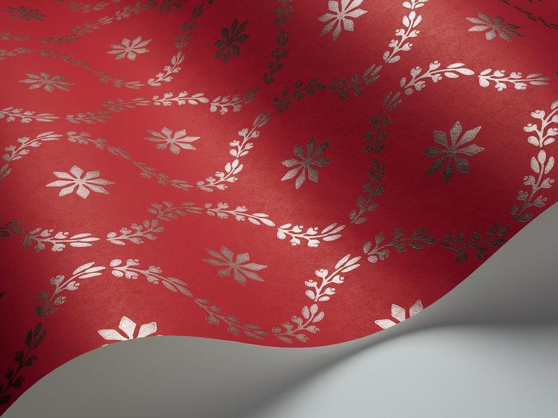 Cole and Son - Tapete Clandon Wallpaper-Tapeten-Cole & Son-Pewter on Red 88/3015-TOJU Interior