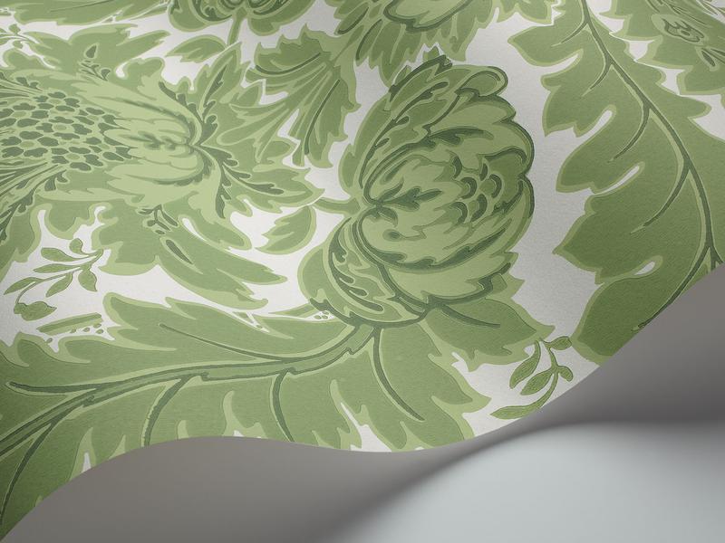 Cole and Son - Tapete Coleridge Wallpaper-Tapeten-Cole & Son-Leaf Green on White S94/9050-TOJU Interior