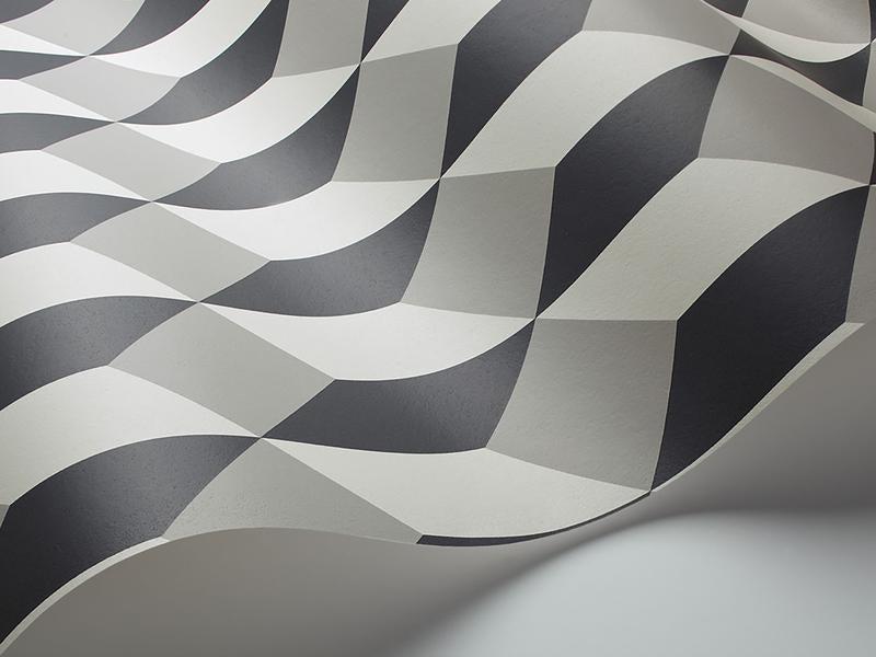 Cole and Son - Tapete Delano Wallpaper-Tapeten-Cole & Son-Grey & White and Charcoal S105/7031-TOJU Interior