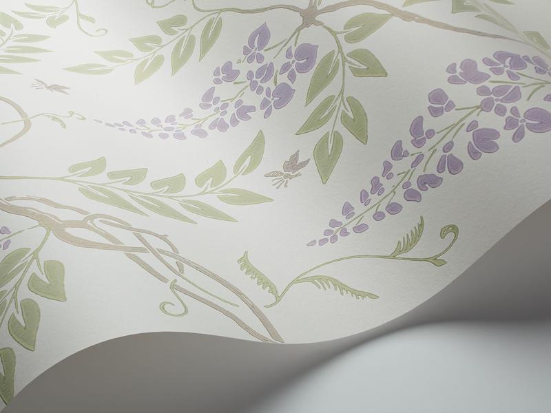Cole and Son - Tapete Egerton Wallpaper-Tapeten-Cole & Son-Purple & Olive Green on White S100/9045-TOJU Interior