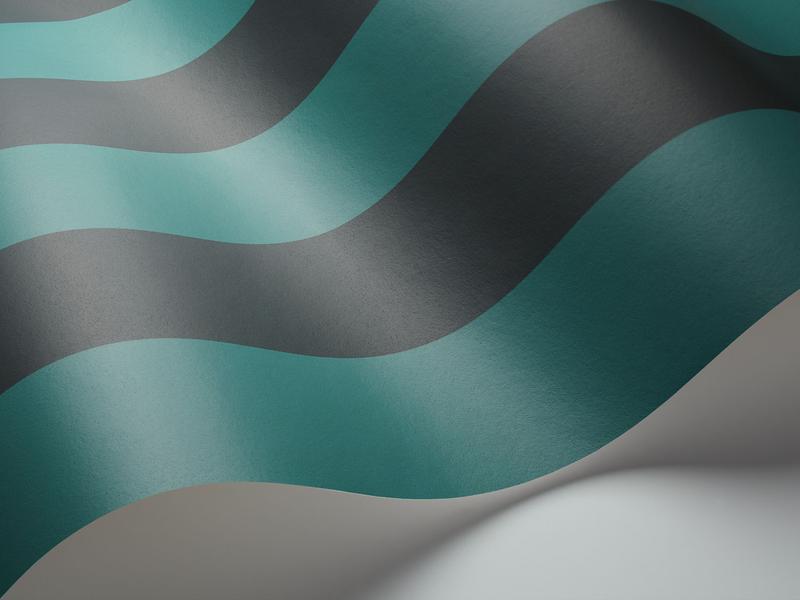 Cole and Son - Tapete Glastonbury Stripe Wallpaper-Tapeten-Cole & Son-Teal & Charcoal S110/6032-TOJU Interior