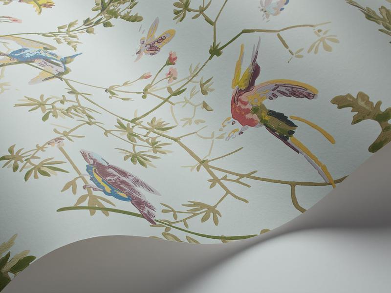 Cole and Son - Tapete Hummingbirds Wallpaper-Tapeten-Cole & Son-Multi Old Olive on Duck Egg S100/14069-TOJU Interior