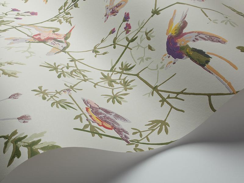 Cole and Son - Tapete Hummingbirds Wallpaper-Tapeten-Cole & Son-Multi Old Olive on Eau Du Nil S100/14070-TOJU Interior