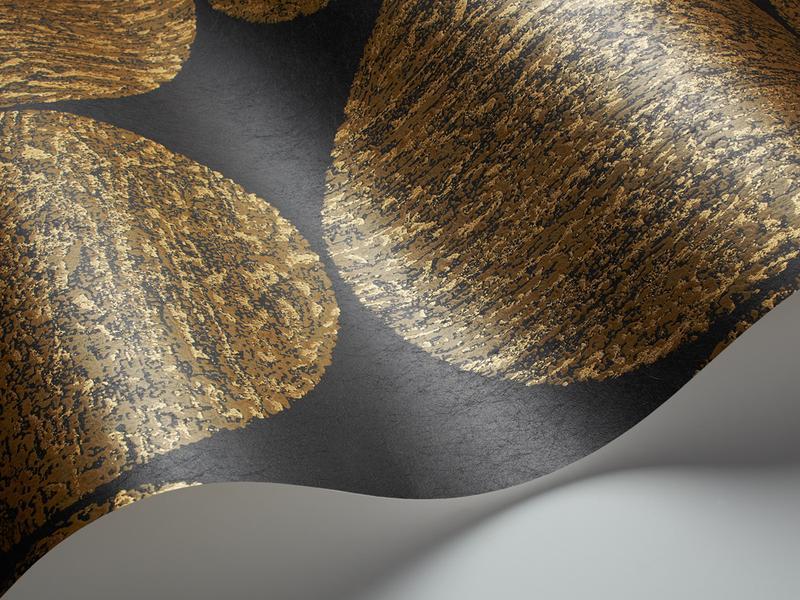 Cole and Son - Tapete Luna Wallpaper-Tapeten-Cole & Son-Metallic Gold auf Charcoal S69/5119-TOJU Interior