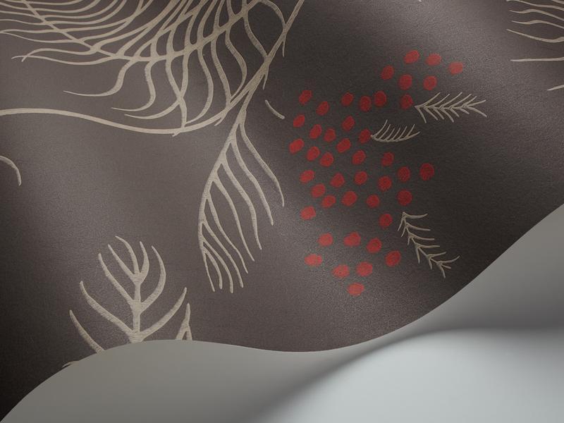 Cole and Son - Tapete Mimosa Wallpaper-Tapeten-Cole & Son-Rouge & Linen auf Soot 69/8129-TOJU Interior