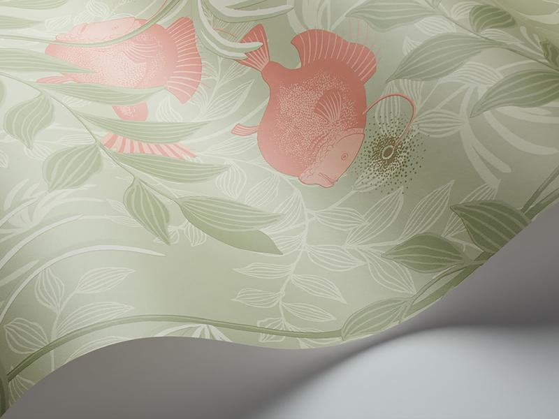 Cole and Son - Tapete Nautilus Wallpaper-Tapeten-Cole & Son-Coral & Soft Olive S103/4020-TOJU Interior
