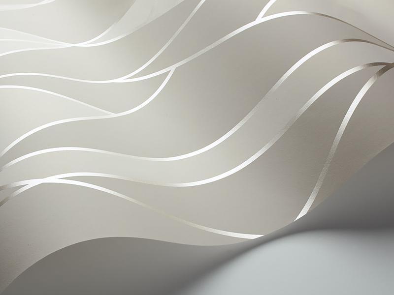 Cole and Son - Tapete Oblique Wallpaper-Tapeten-Cole & Son-Taupe & Metallic Silver S105/11046-TOJU Interior