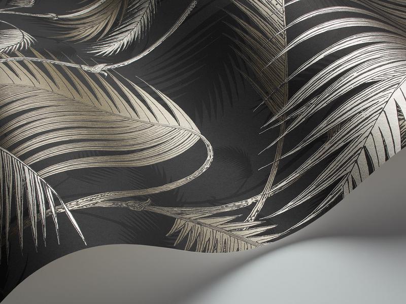 Cole and Son - Tapete Palm Jungle Wallpaper-Tapete-Cole & Son-Metallic Gilver on Charcoal S95/1004-TOJU Interior