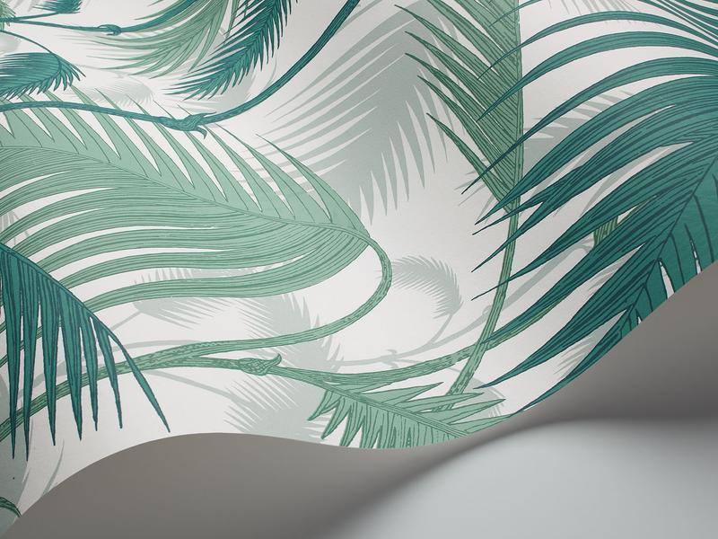 Cole and Son - Tapete Palm Jungle Wallpaper-Tapete-Cole & Son-Teal & Viridian on Chalk S95/1002-TOJU Interior