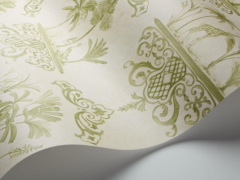 Cole and Son - Tapete Rousseau Wallpaper-Tapeten-Cole & Son-Olive Green on Cream S99/9040-TOJU Interior