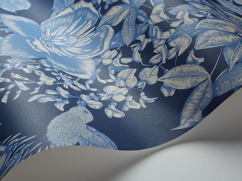 Cole and Son - Tapete Tivoli Wallpaper-Tapeten-Cole & Son-Hyacinth Blue on Midnight S99/7032-TOJU Interior