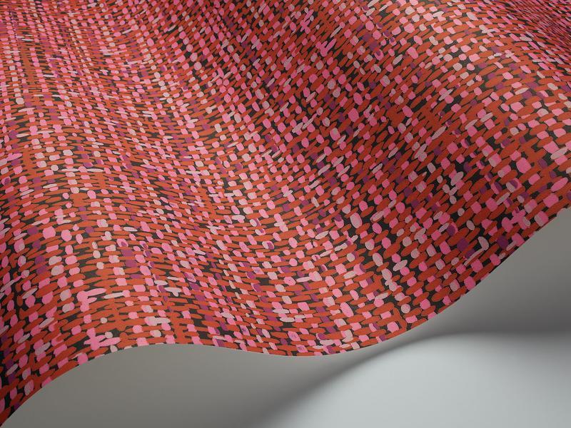 Cole and Son - Tapete Tweed Wallpaper-Tapeten-Cole & Son-Fuchsia & Rouge on Charcoal S92/4020-TOJU Interior