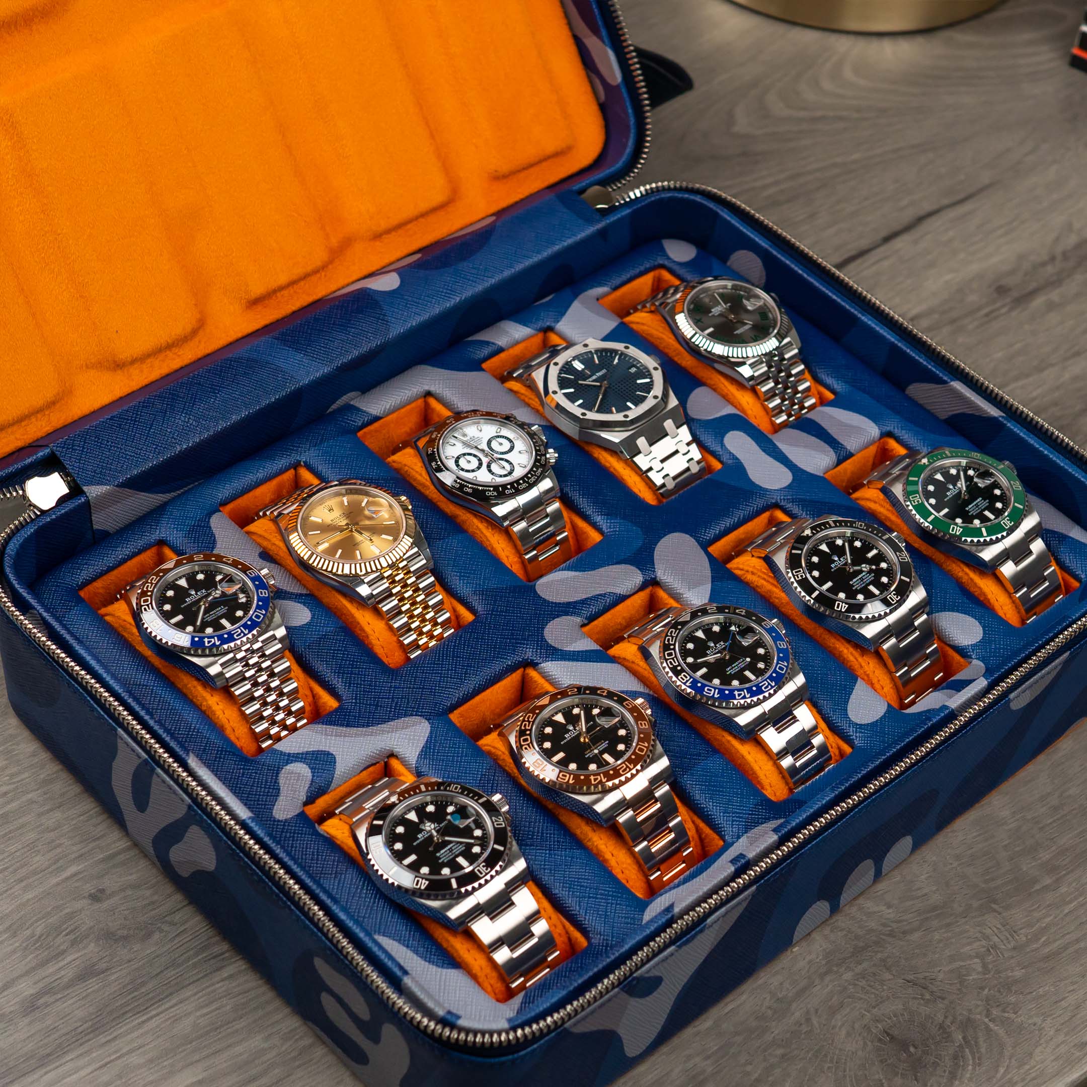 IFL Watches - Blue Camo Watch Box – 10 Uhren-Uhrenbox-TOJU Interior