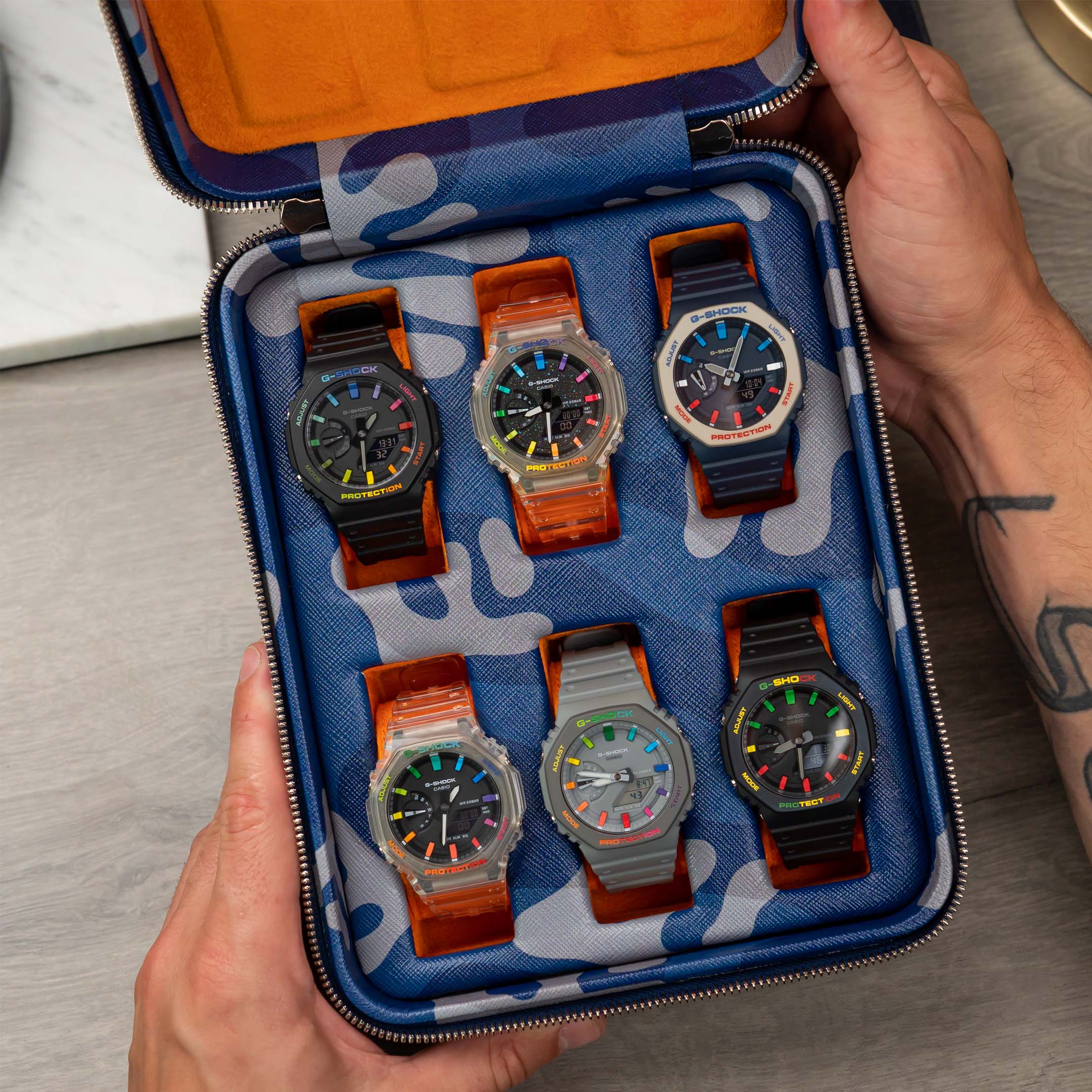 IFL Watches - Blue Camo Watch Box – 6 Uhren-Uhrenbox-TOJU Interior