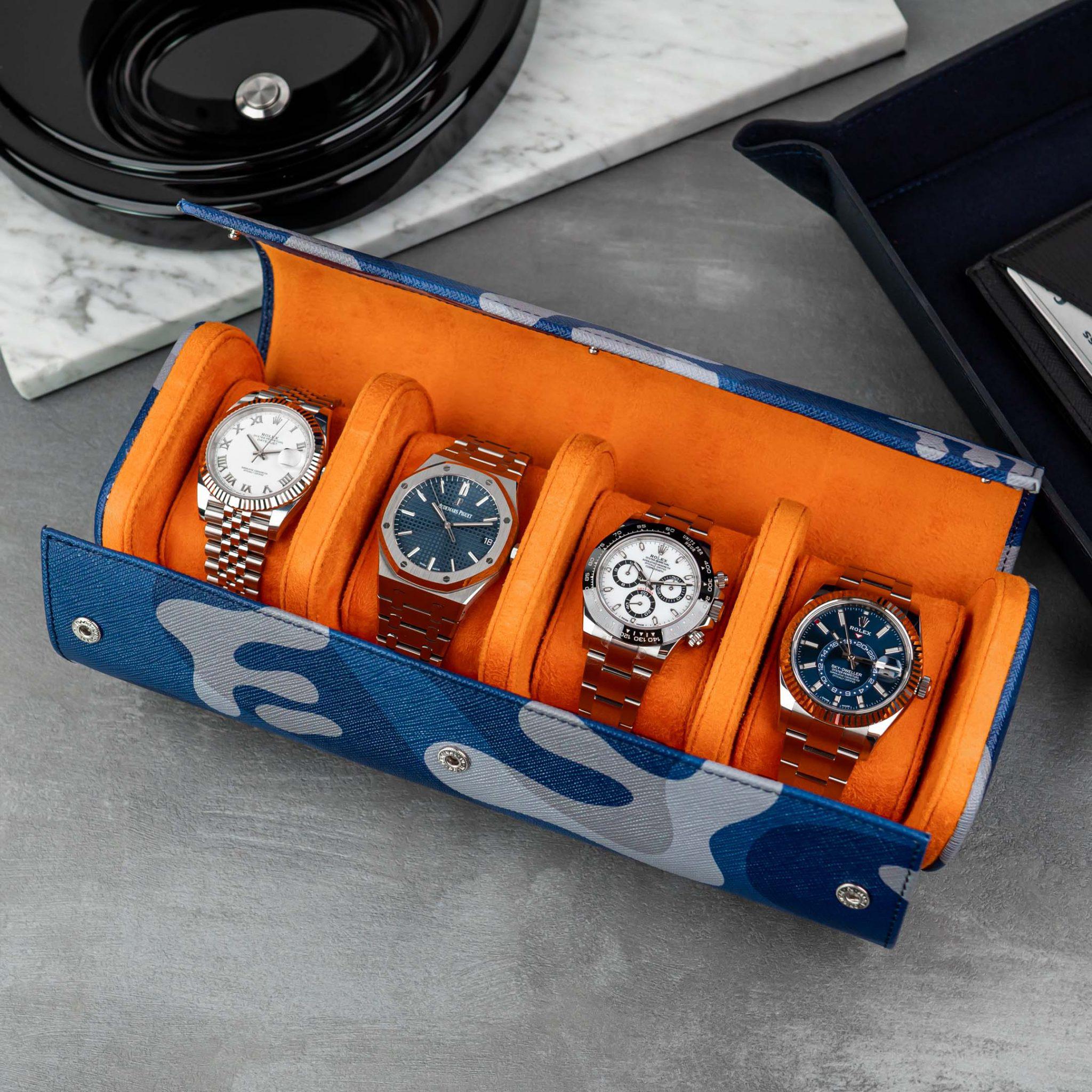 IFL Watches - Watch Roll - Blue Camo Watch Roll für 4 Uhren-Uhrenrolle-TOJU Interior