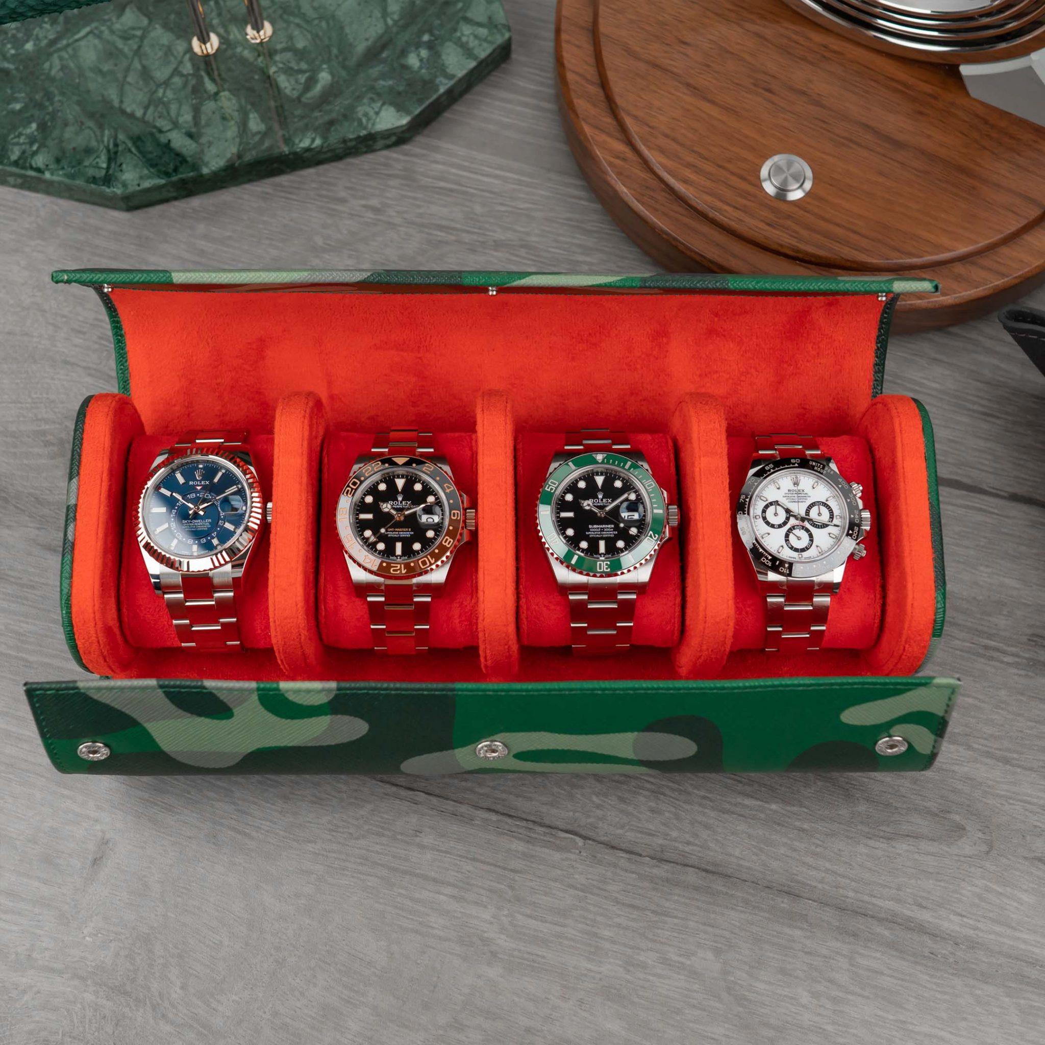 IFL Watches - Watch Roll - Green Camo Watch Roll für 4 Uhren-Uhrenrolle-TOJU Interior
